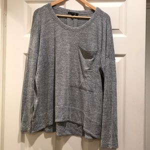 Rag & Bone oversized grey LS pocket T sz L